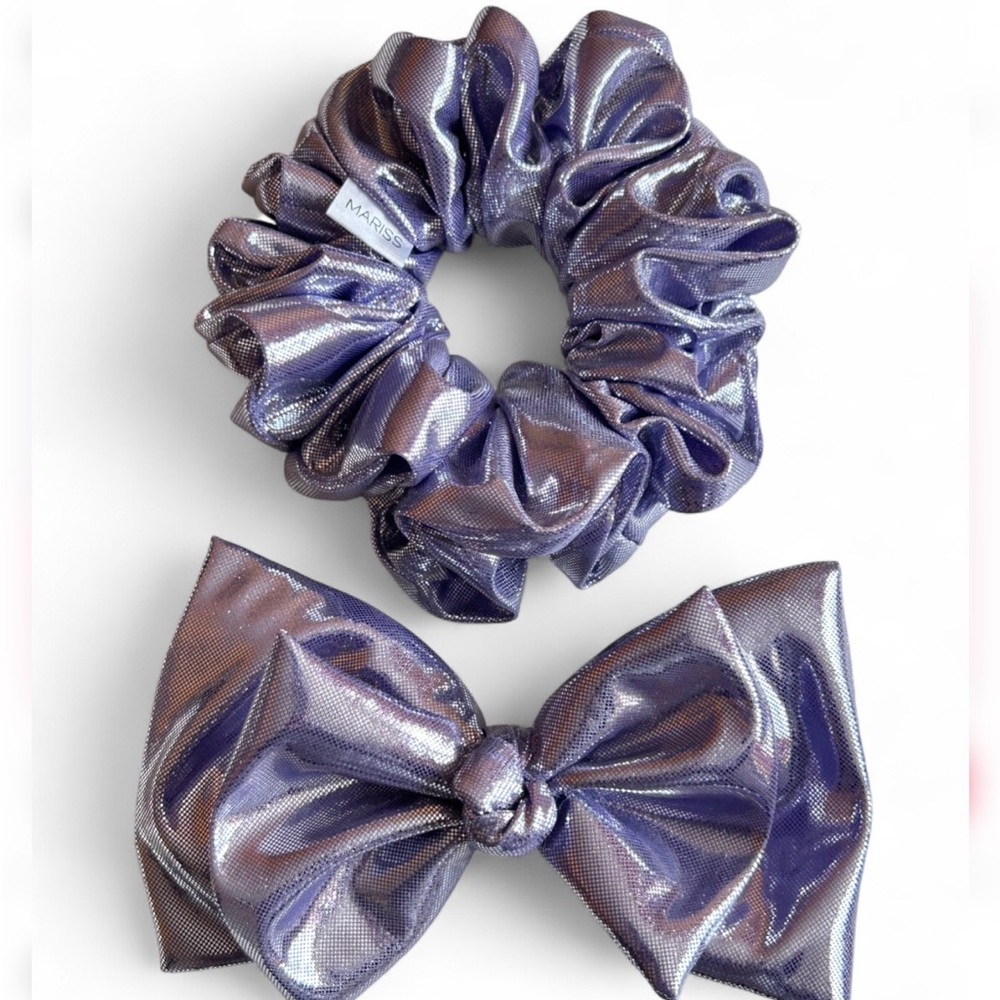HANDMADE Shimmering Lavender Scrunchie And Bow Set